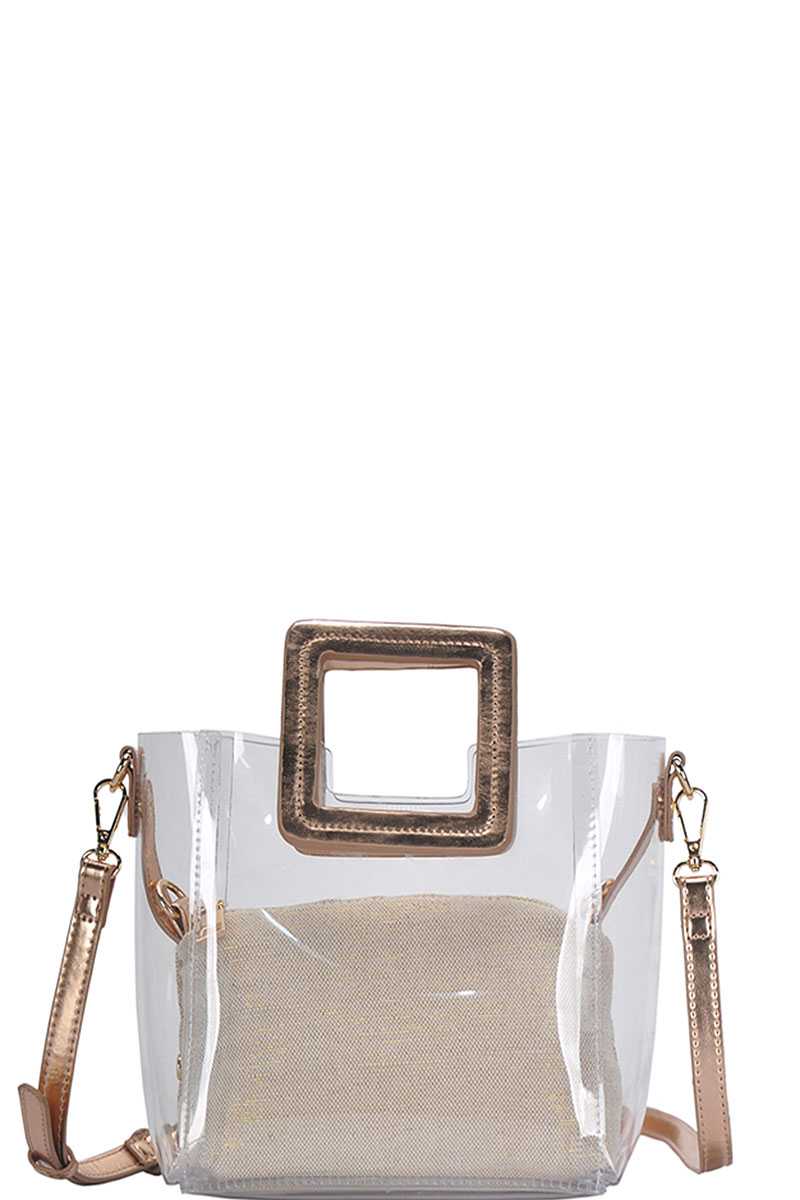 2-in-1 Transparent Satchel with Long Strap