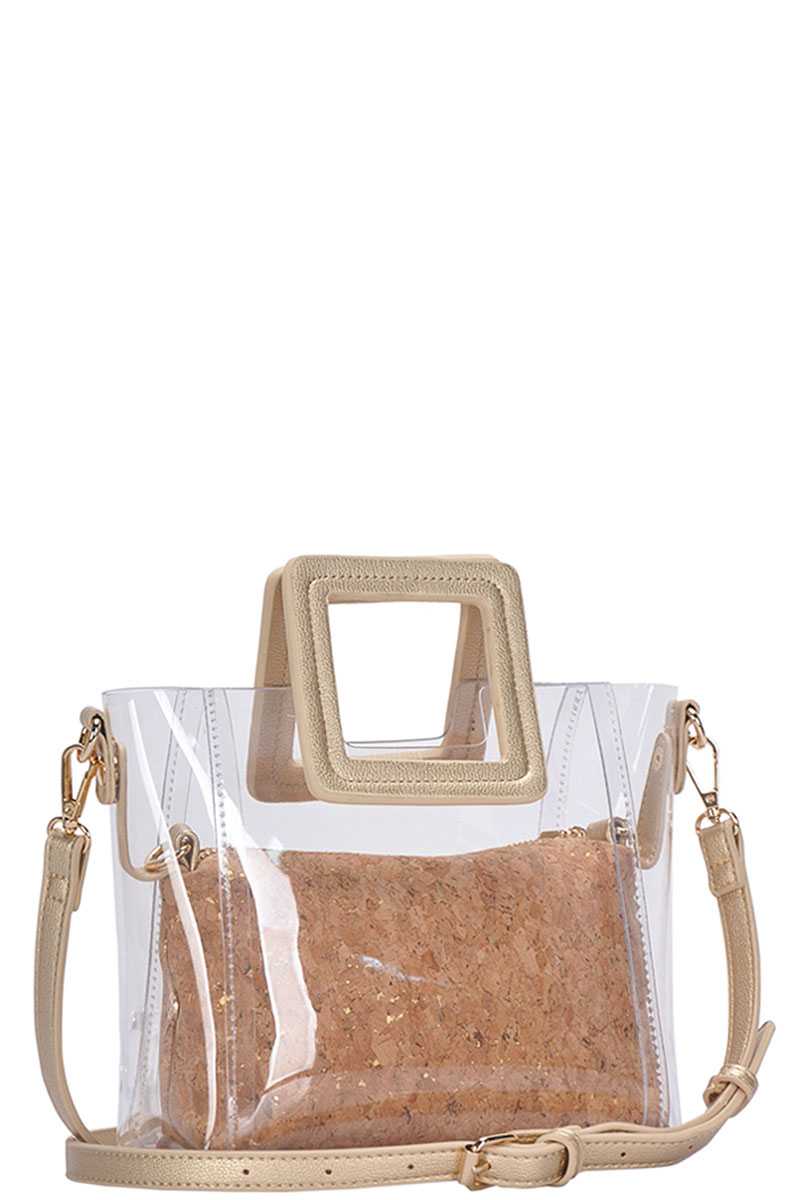 2-in-1 Transparent Satchel with Long Strap