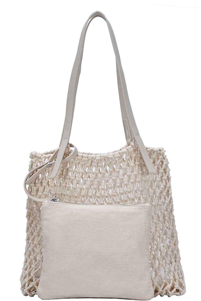 2-in-1 Modern Chic String Woven Tote Bag