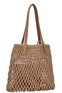 2-in-1 Modern Chic String Woven Tote Bag