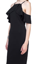 Load image into Gallery viewer, Ruffle Open Shoulder Halter Dress
