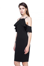 Load image into Gallery viewer, Ruffle Open Shoulder Halter Dress
