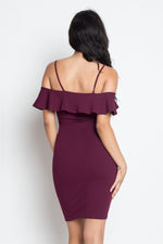 Load image into Gallery viewer, Ruffle Open Shoulder Halter Dress
