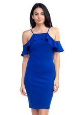 Load image into Gallery viewer, Ruffle Open Shoulder Halter Dress
