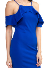 Load image into Gallery viewer, Ruffle Open Shoulder Halter Dress
