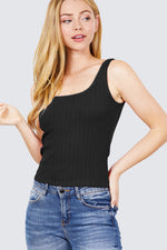 Load image into Gallery viewer, Sleeveless Double Scoop Neck Lace Trim Detail Pointelle Knit Top
