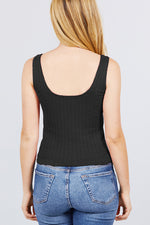 Load image into Gallery viewer, Sleeveless Double Scoop Neck Lace Trim Detail Pointelle Knit Top
