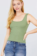 Load image into Gallery viewer, Sleeveless Double Scoop Neck Lace Trim Detail Pointelle Knit Top
