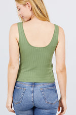 Load image into Gallery viewer, Sleeveless Double Scoop Neck Lace Trim Detail Pointelle Knit Top
