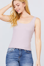 Load image into Gallery viewer, Sleeveless Double Scoop Neck Lace Trim Detail Pointelle Knit Top
