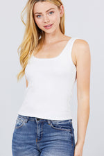 Load image into Gallery viewer, Sleeveless Double Scoop Neck Lace Trim Detail Pointelle Knit Top
