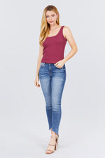 Load image into Gallery viewer, Sleeveless Double Scoop Neck Lace Trim Detail Pointelle Knit Top
