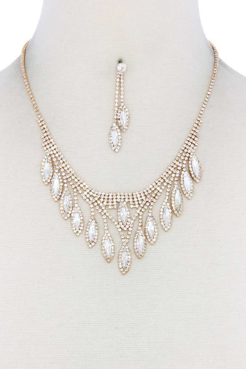 Marquise Shape Rhinestone Necklace