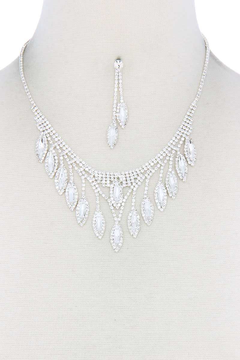 Marquise Shape Rhinestone Necklace