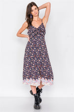 Load image into Gallery viewer, Multi Floral Print Mini Slit Midi Dress
