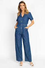 Load image into Gallery viewer, Button Front Elasticized Waist Jumpsuit
