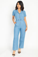 Load image into Gallery viewer, Button Front Elasticized Waist Jumpsuit
