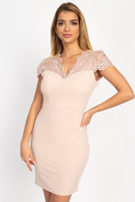 Load image into Gallery viewer, Back Cutout Floral Lace Mini Dress
