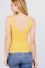 Load image into Gallery viewer, Sleeveless Double Scoop Neck Stripe Rib Knit Top
