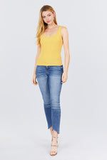 Load image into Gallery viewer, Sleeveless Double Scoop Neck Stripe Rib Knit Top
