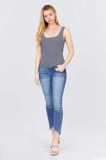 Load image into Gallery viewer, Sleeveless Double Scoop Neck Stripe Rib Knit Top
