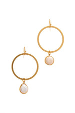 Load image into Gallery viewer, Designer Modern Pearl Drop Hoop Earring
