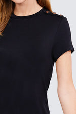 Load image into Gallery viewer, Short Sleeve Crew Neck Shoulder Button Top
