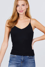 Load image into Gallery viewer, Double V-neck 2 Ply Rib Knit Cami Top
