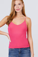 Load image into Gallery viewer, Double V-neck 2 Ply Rib Knit Cami Top
