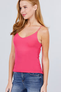 Double V-neck 2 Ply Rib Knit Cami Top