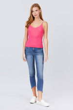 Load image into Gallery viewer, Double V-neck 2 Ply Rib Knit Cami Top
