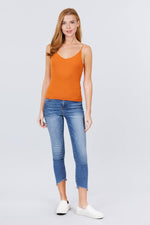 Load image into Gallery viewer, Double V-neck 2 Ply Rib Knit Cami Top
