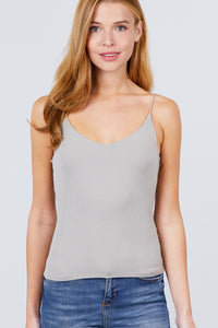 Double V-neck 2 Ply Rib Knit Cami Top