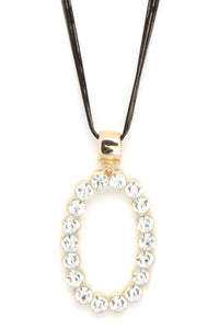 Rhinestone Oval Shape Pendant Necklace