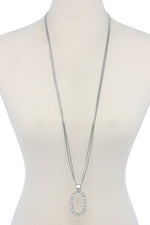 Load image into Gallery viewer, Rhinestone Oval Shape Pendant Necklace
