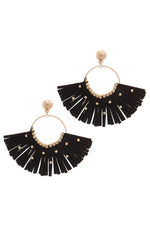 Load image into Gallery viewer, Metal Bead Suede Tassel Drop Earring
