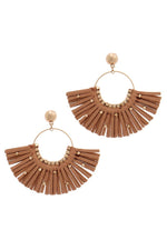 Load image into Gallery viewer, Metal Bead Suede Tassel Drop Earring
