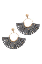 Load image into Gallery viewer, Metal Bead Suede Tassel Drop Earring
