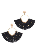 Load image into Gallery viewer, Metal Bead Suede Tassel Drop Earring
