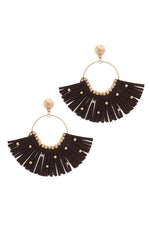 Load image into Gallery viewer, Metal Bead Suede Tassel Drop Earring
