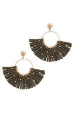 Load image into Gallery viewer, Metal Bead Suede Tassel Drop Earring
