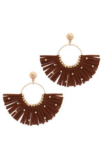 Load image into Gallery viewer, Metal Bead Suede Tassel Drop Earring
