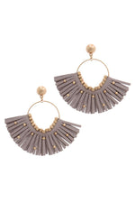 Load image into Gallery viewer, Metal Bead Suede Tassel Drop Earring
