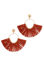 Load image into Gallery viewer, Metal Bead Suede Tassel Drop Earring
