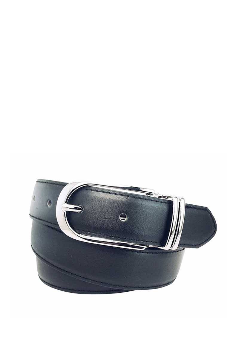 Clamp Round Buckle Plain Feather Edged Dress Belt