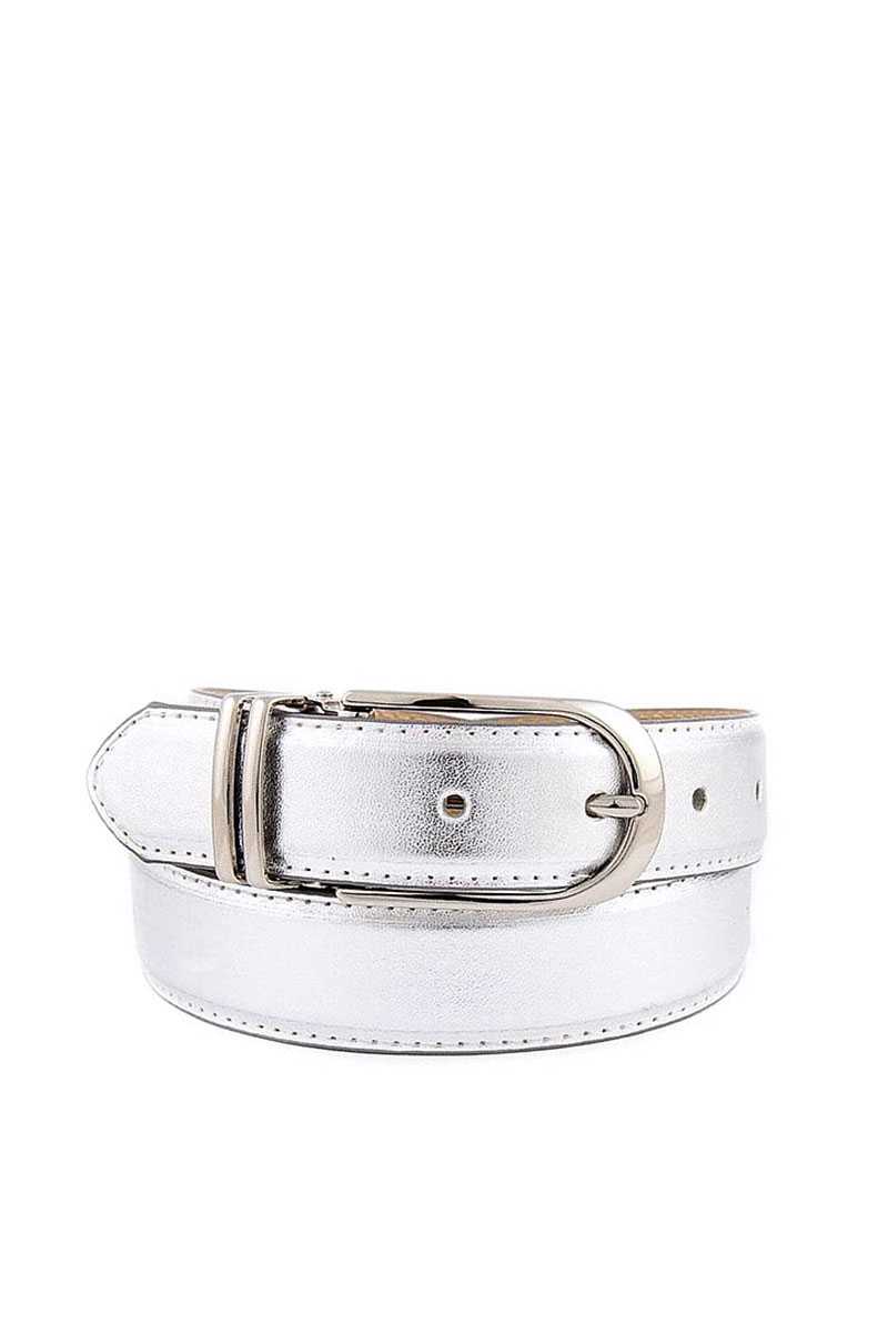 Clamp Round Buckle Plain Feather Edged Dress Belt