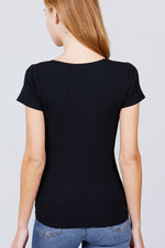 Load image into Gallery viewer, Short Sleeve Button Henley Neck Rib Knit Top
