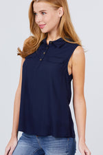 Load image into Gallery viewer, Sleeveless Front Flap Pocket Woven Shirts
