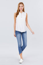 Load image into Gallery viewer, Sleeveless Front Flap Pocket Woven Shirts
