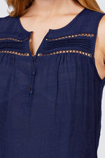 Load image into Gallery viewer, Sleeveless Front Pleats Detail Woven Top
